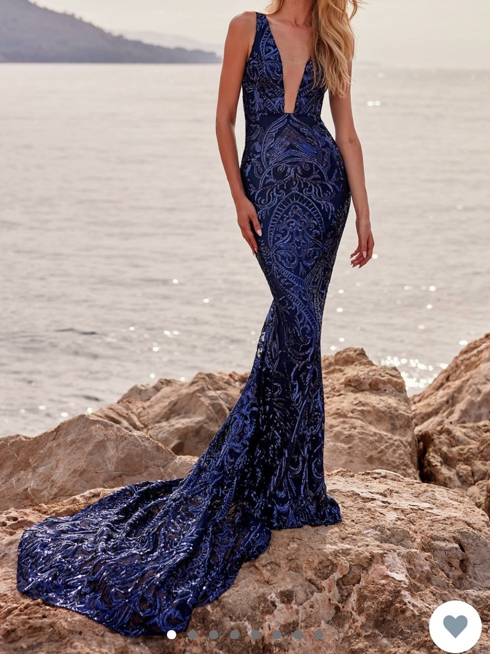Alamour The Label Navy Sequin Backless Evening Dress - Picture 2 of 2